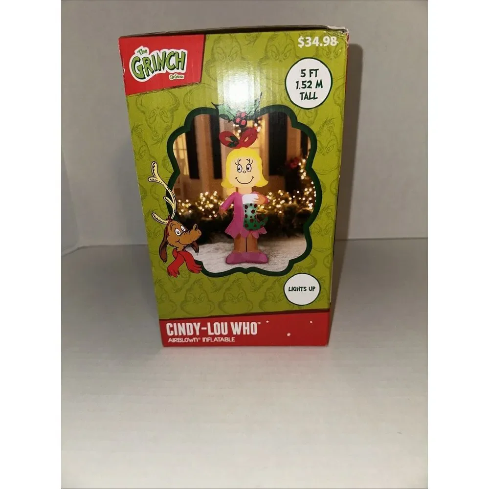 Gemmy Cindy Lou‎ Who with Stocking 5 Ft. Airblown Inflatable LED Light Brand NEW